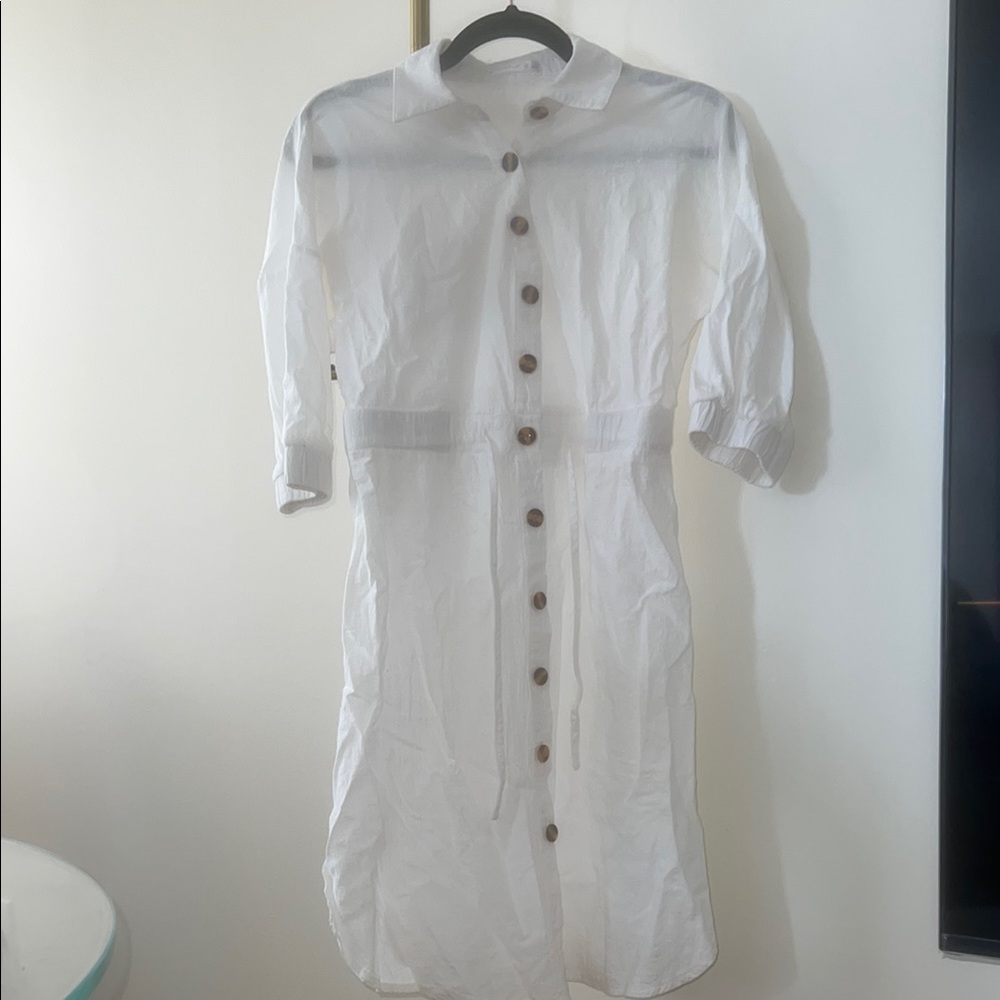 White Button-Up Summer Dress!